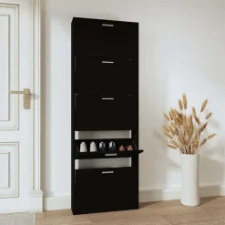 vidaXL Skoskåp svart 59x17x169 cm konstruerat trä