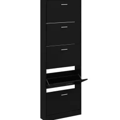 vidaXL Skoskåp svart 59x17x169 cm konstruerat trä