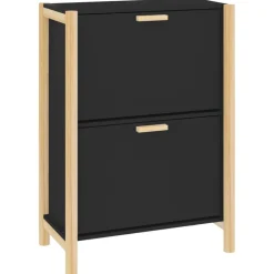 vidaXL Skoskåp svart 57,5x33x80 cm konstruerat trä