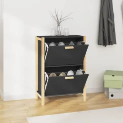 vidaXL Skoskåp svart 57,5x33x80 cm konstruerat trä