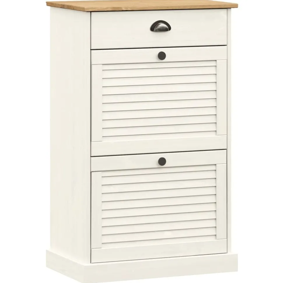 vidaXL Skoskåp VIGO 60x35x96 cm vit massiv furu