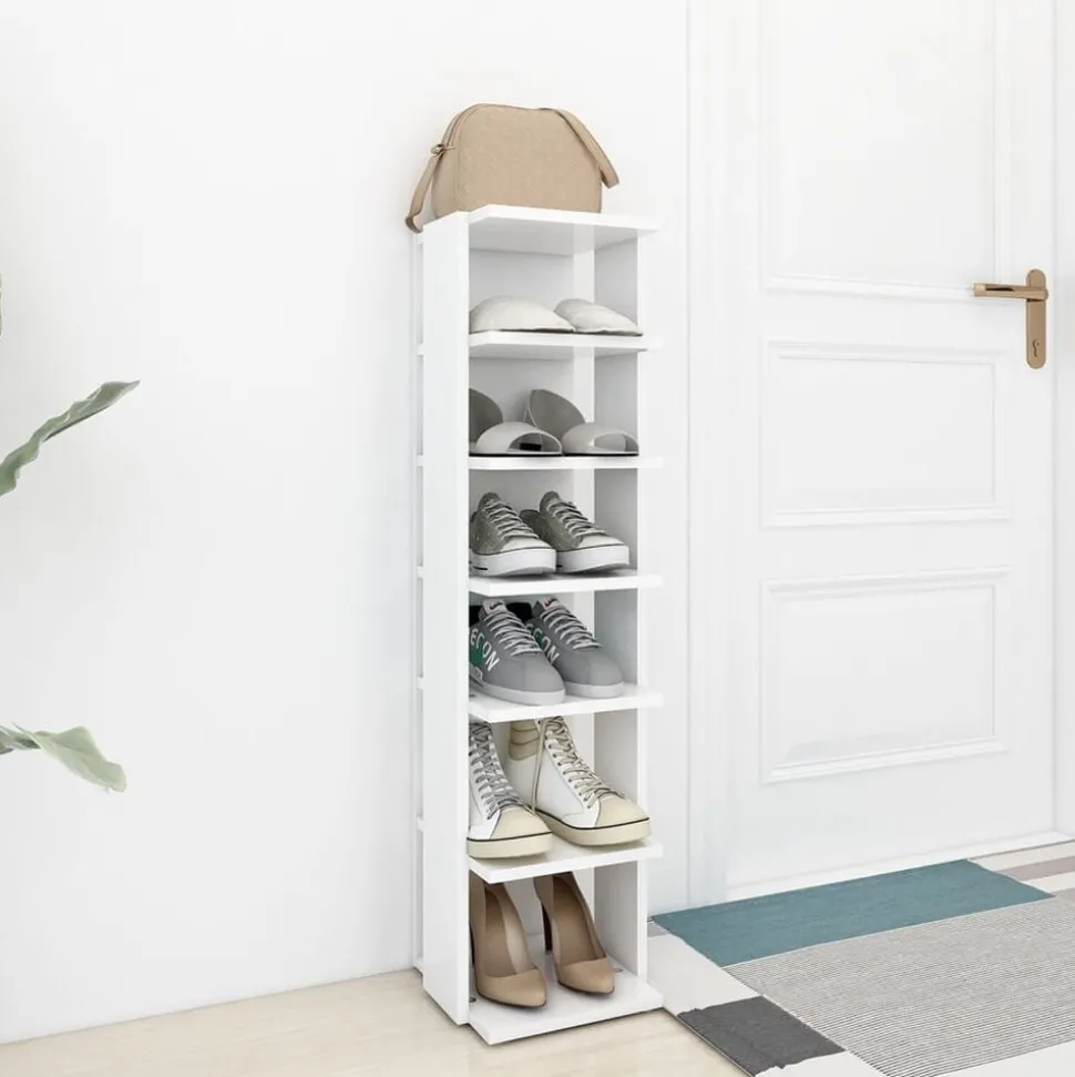 vidaXL Skoskåp vit 27,5x27x102 cm konstruerat trä