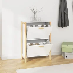 vidaXL Skoskåp vit 57,5x33x80 cm konstruerat trä