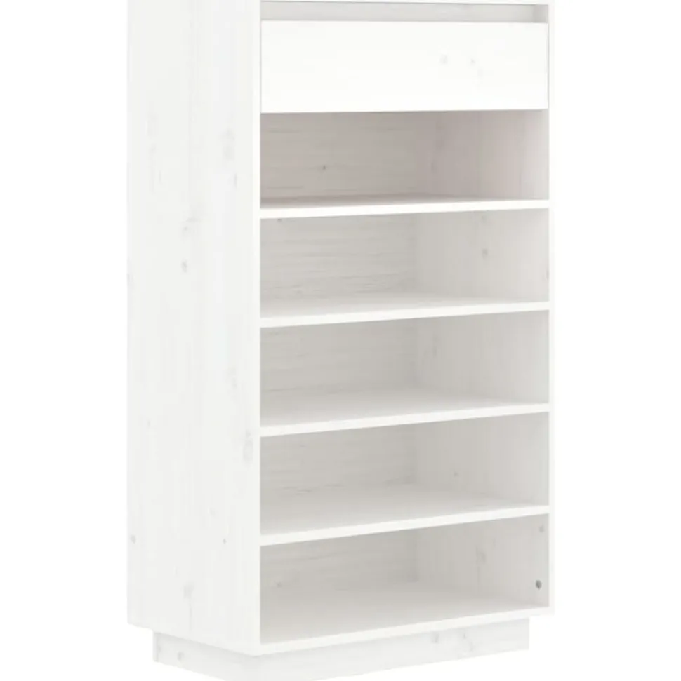 vidaXL Skoskåp vit 60x34x105 cm massiv furu