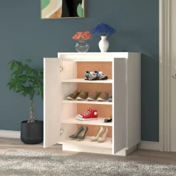 vidaXL Skoskåp vit 60x35x80 cm massiv furu