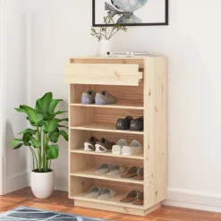 vidaXL Skoskåp 60x34x105 cm massiv furu