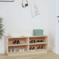 vidaXL Skoskåp 110x34x45 cm massiv furu Naturfärg