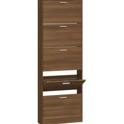 vidaXL Skoställ brun ek 59x17x169 cm konstruerat trä