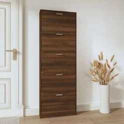 vidaXL Skoställ brun ek 59x17x169 cm konstruerat trä