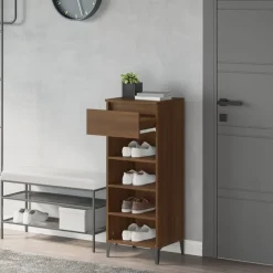 vidaXL Skoställ brun ek 40x36x105 cm konstruerat trä