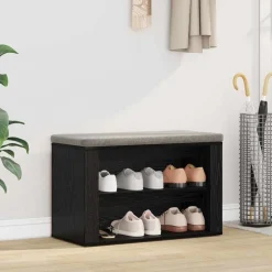 Best vidaXL Skoställ med hylla 75 x 35 x 45 cm Konstruerat trä Svart ek