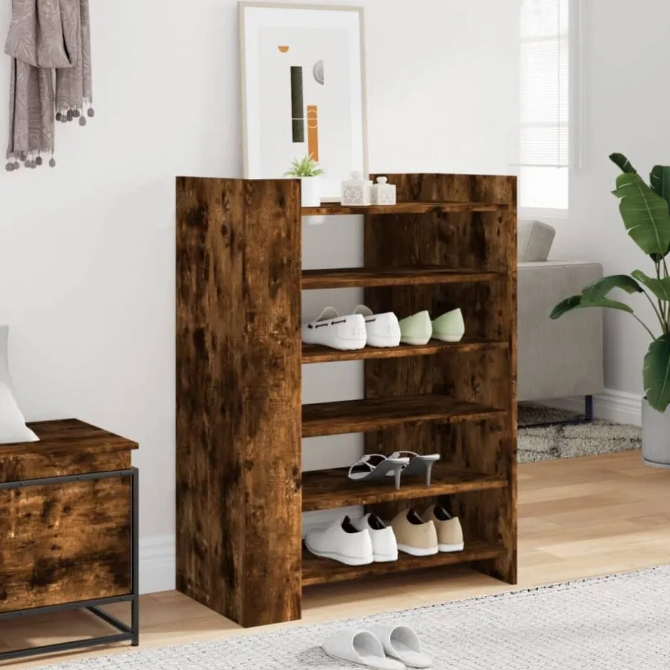 Discount vidaXL Skoställ 74,5x37,5x100 cm konstruerat trä Rökfärgad ek