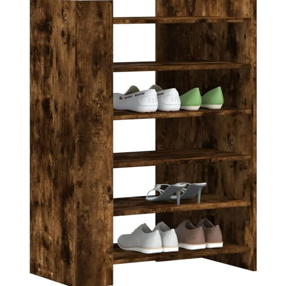 Discount vidaXL Skoställ 74,5x37,5x100 cm konstruerat trä Rökfärgad ek