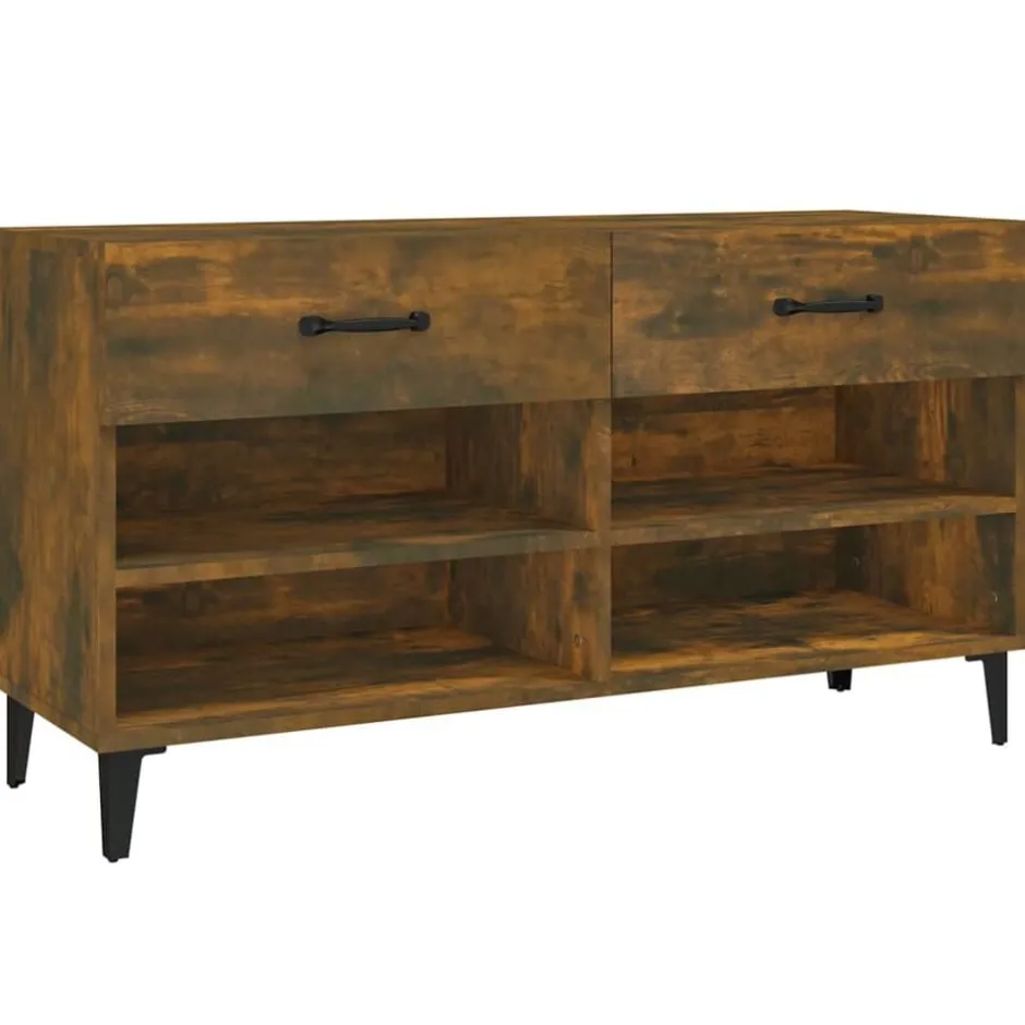 New vidaXL Skoställ 102x35x55 cm konstruerat trä Rökfärgad ek