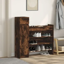 vidaXL Skoställ rökfärgad ek 100,5x28x100 cm konstruerat trä