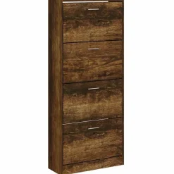 Outlet vidaXL Skoställ 63x24x147 cm konstruerat trä Rökfärgad ek