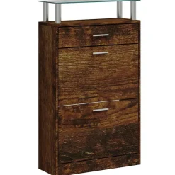 Outlet vidaXL Skoställ 63x24x104 cm konstruerat trä Rökfärgad ek