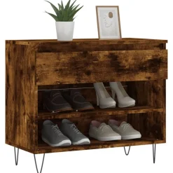 vidaXL Skoställ rökfärgad ek 70x36x60 cm konstruerat trä