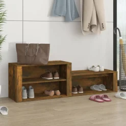 vidaXL Skoställ rökfärgad ek 150x35x45 cm konstruerat trä