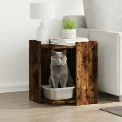 vidaXL Skåp för kattlåda rökfärgad ek 42x42x51 cm konstruerat trä
