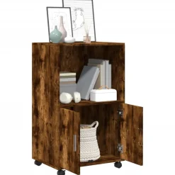 Discount vidaXL Skåp med hjul 55x40x91 cm konstruerat trä Rökfärgad ek