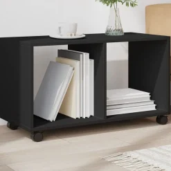 Best vidaXL Skåp med hjul 72x33x42,5 cm konstruerat trä Svart