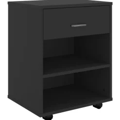 vidaXL Skåp med hjul svart 46x36x59 cm konstruerat trä
