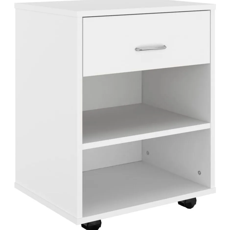 Sale vidaXL Skåp med hjul 46x36x59 cm konstruerat trä Vit