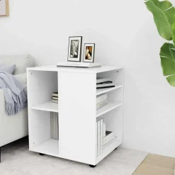 Clearance vidaXL Skåp med hjul 60x53x72 cm konstruerat trä Vit