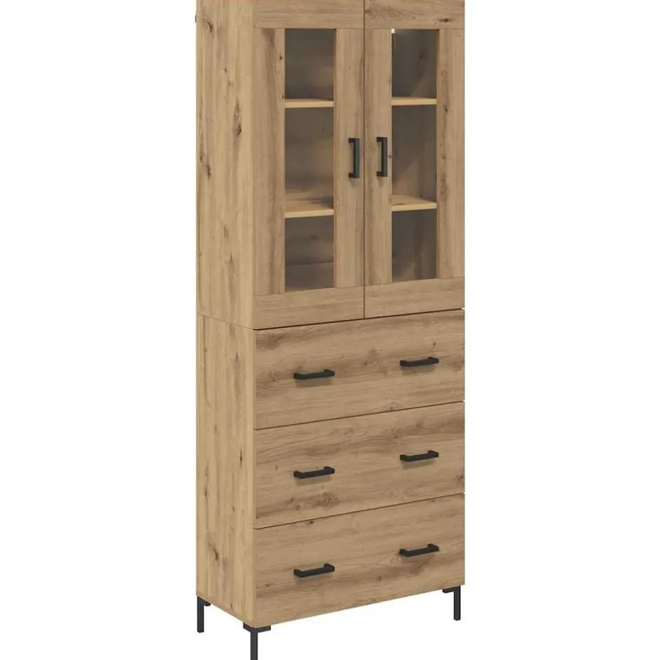 Clearance vidaXL Skåp med låda 2 pcs Konstruerat trä artisan ek