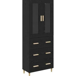 vidaXL Skåp Svart Ek 69,5 x 34 x 180 cm Konstruerat trä och glas