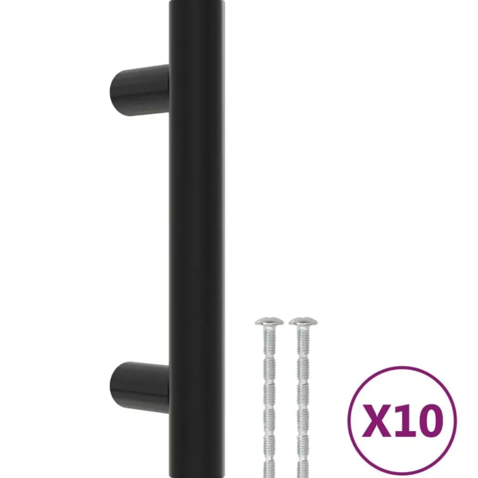 Best vidaXL Skåphandtag 10 st 64 mm rostfritt stål Svart