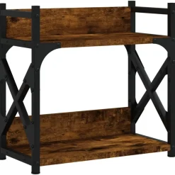 Clearance vidaXL Skrivarställ 2 hyllor 40x20x40 cm konstruerat trä Rökfärgad ek