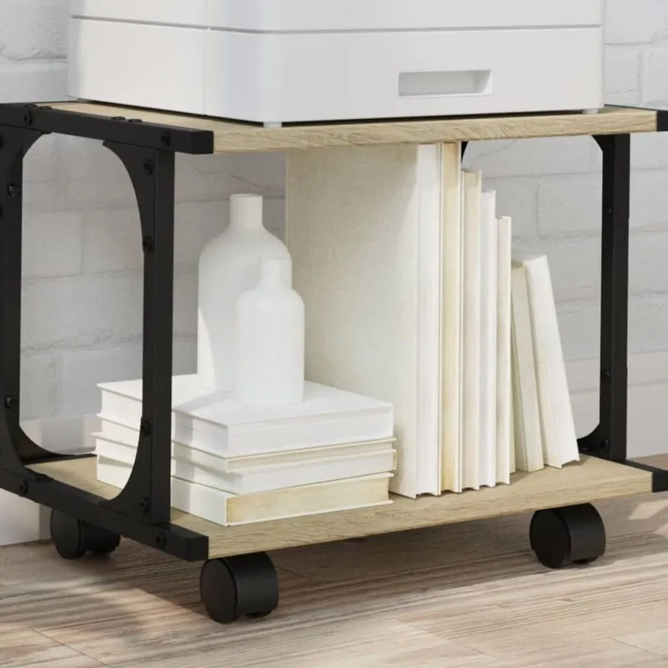 vidaXL Skrivarställ 2 hyllor sonoma-ek 41x28x33,5 cm konstruerat trä