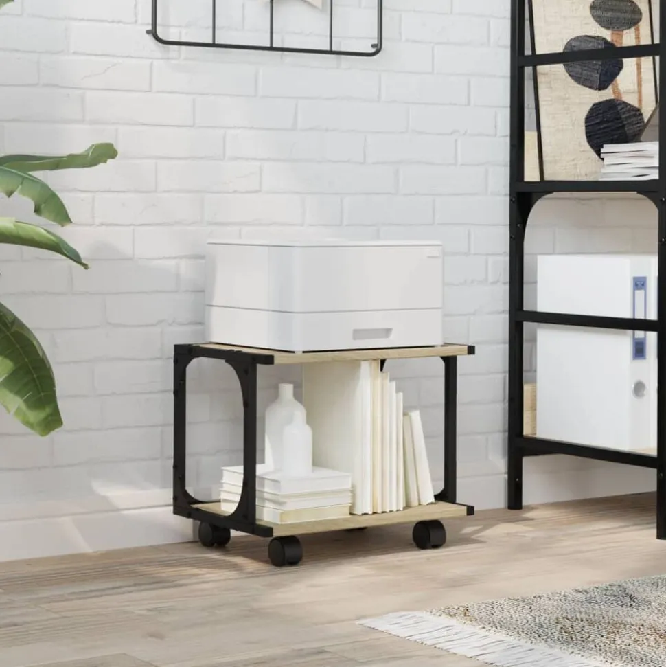 vidaXL Skrivarställ 2 hyllor sonoma-ek 41x28x33,5 cm konstruerat trä