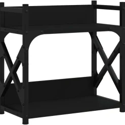 vidaXL Skrivarställ 2 hyllor svart 40x20x40 cm konstruerat trä