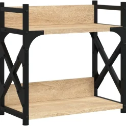vidaXL Skrivarställ 2 hyllor sonoma-ek 40x20x40 cm konstruerat trä