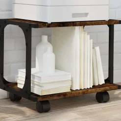 vidaXL Skrivarställ 2 hyllor rökfärgad ek 41x28x33,5cm konstruerat trä