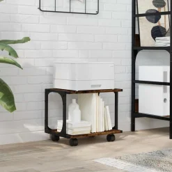 vidaXL Skrivarställ 2 hyllor rökfärgad ek 41x28x33,5cm konstruerat trä