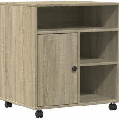 vidaXL Skrivarställ med hjul sonoma-ek 60x50x67 cm