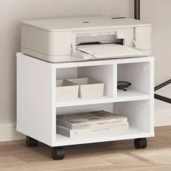 vidaXL Skrivarställ med hjul vit 41x32x34,5 cm