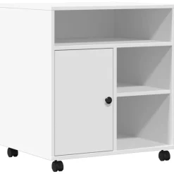 vidaXL Skrivarställ med hjul vit 60x50x67 cm