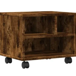 vidaXL Skrivarställ med hjul 41x32x34,5 cm Rökfärgad ek