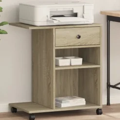 vidaXL Skrivarställ med hjul sonoma-ek 60x40x68,5 cm
