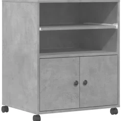 Clearance vidaXL Skrivarställ med hjul 60x48x74 cm Betonggrå