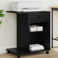 vidaXL Skrivarställ Svart Ek 60 x 40 x 68.5 cm Konstruerat trä