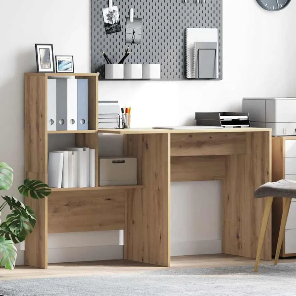 Online vidaXL Skrivbord 131,5 x 50 x 106,5 cm Konstruerat trä artisan ek