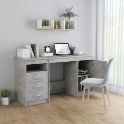 vidaXL Skrivbord betonggrå 140x50x76 cm konstruerat trä