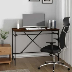 vidaXL Skrivbord 100x50x75 cm konstruerat trä och järn brun ek