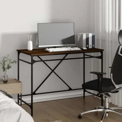 vidaXL Skrivbord 100x50x75 cm konstruerat trä och järn brun ek